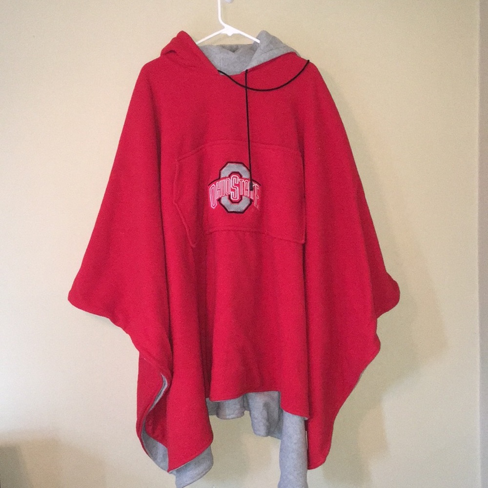 Ohio State reversible hooded fleece poncho